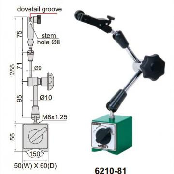 Đế từ gá đồng hồ so Insize 6210-81
